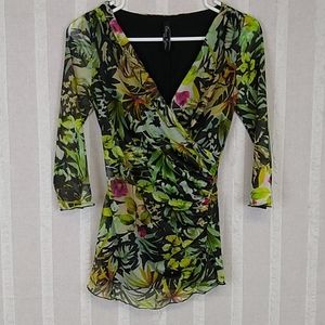 Elana Kattan Floral Blouse Top Size XS